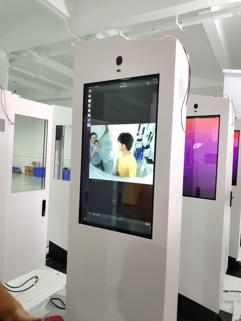 Front view of a 32-inch outdoor LCD advertising display during testing