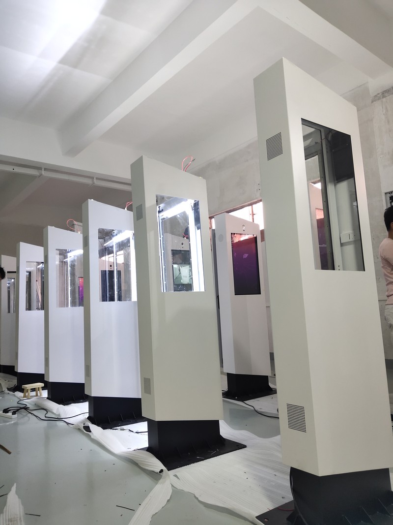 Outdoor advertising display and lightbox cabinets during factory assembly