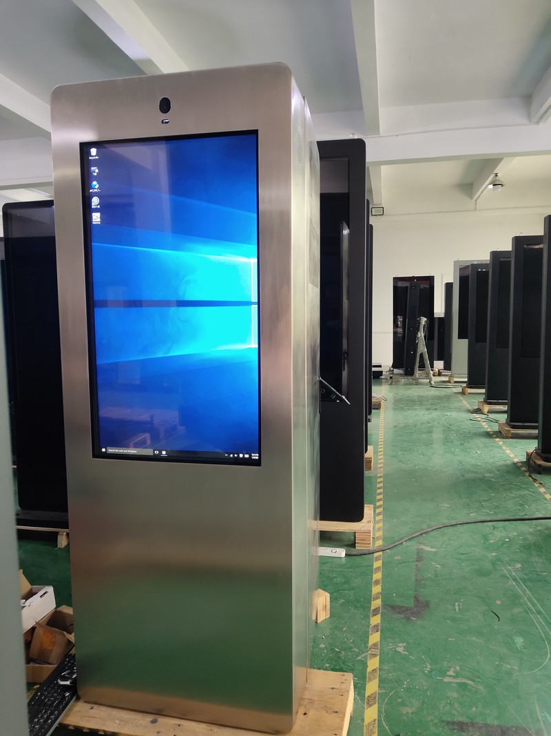43-inch portrait LCD being tested in an outdoor kiosk
