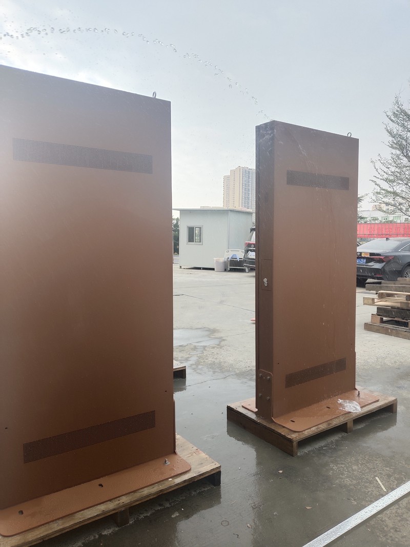 ten dual-screen outdoor displays inspected before shipment to Japan