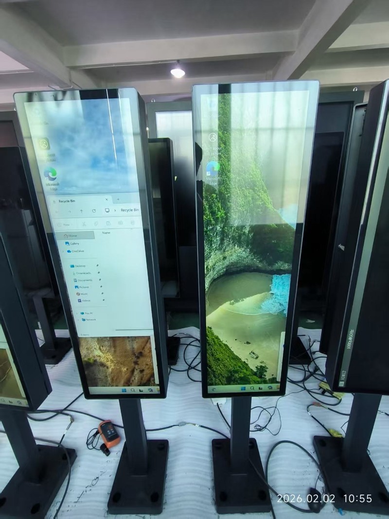 43.9-inch stretched LCD screen undergoing factory testing